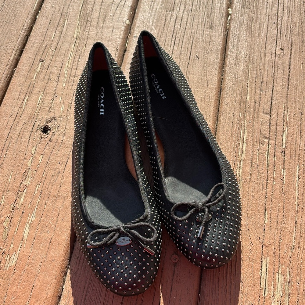 Coach Lara Studded Ballet Flats, Black